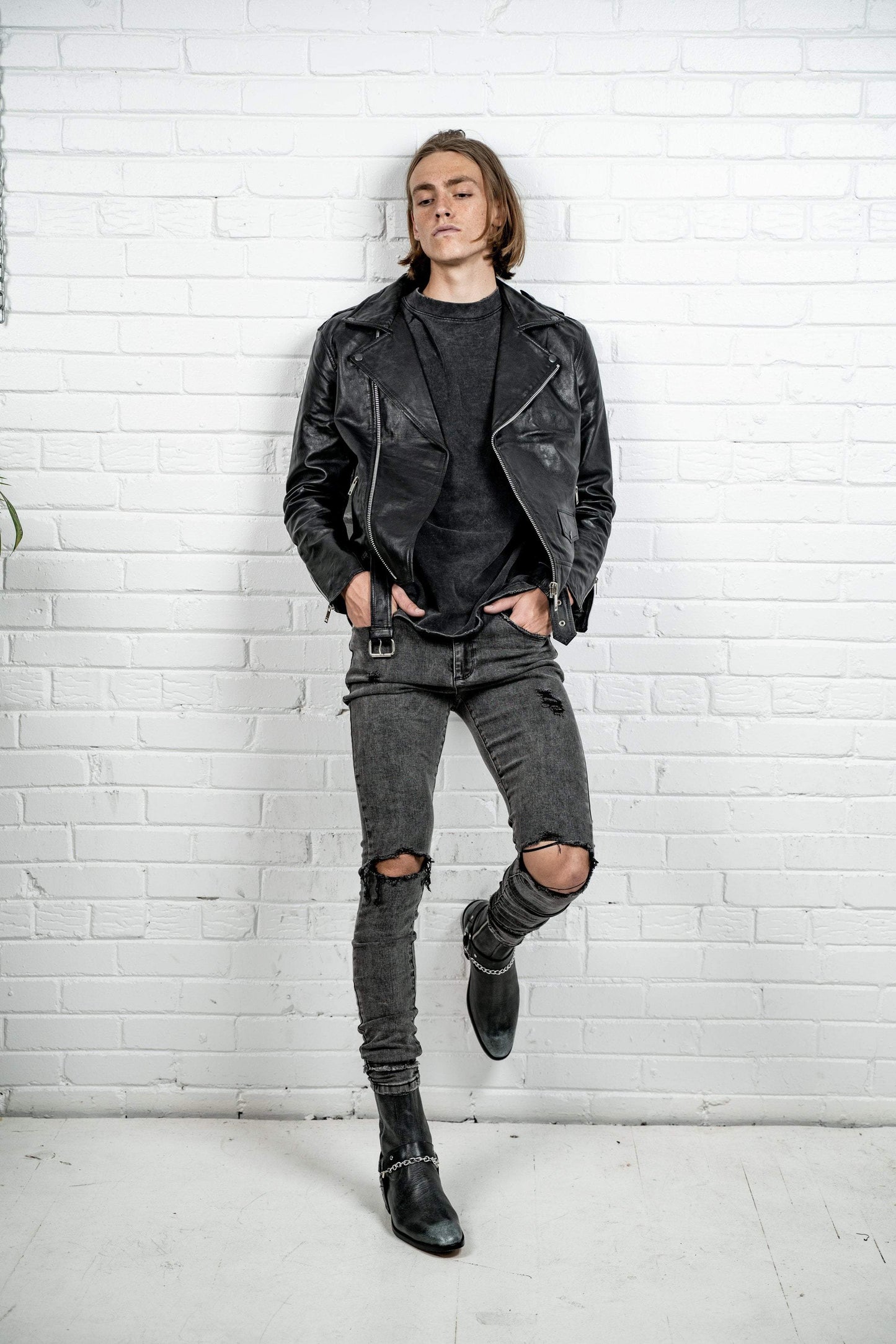 LB Classic Matte Leather Biker - Black