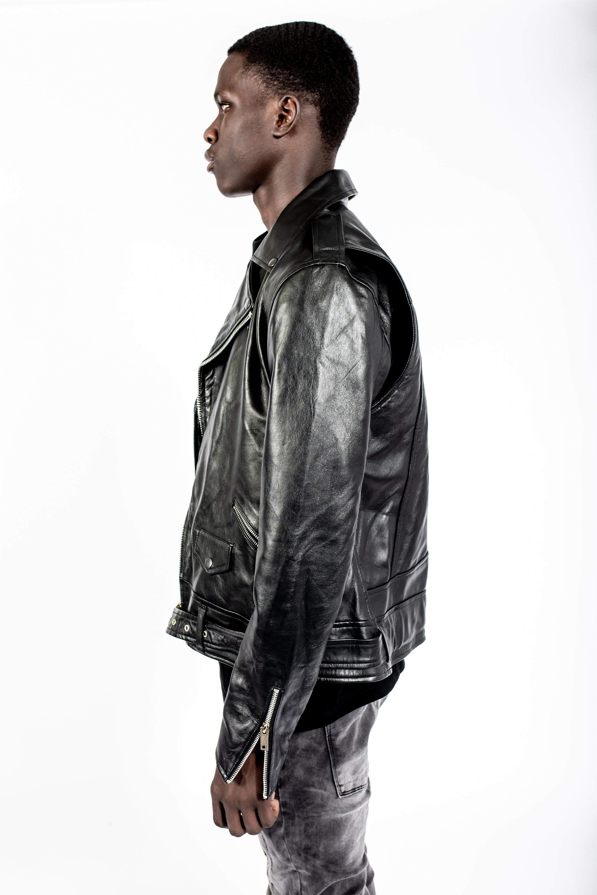 LB Classic Matte Leather Biker - Black