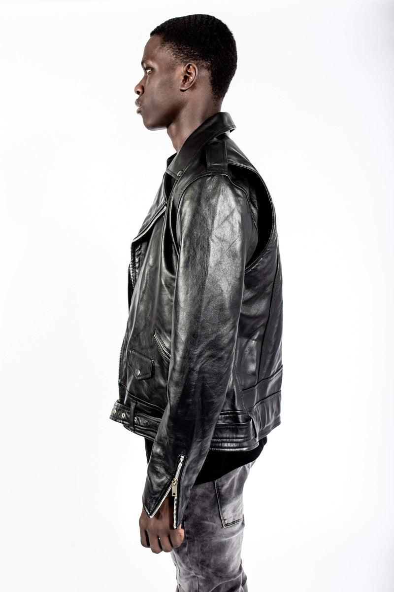 LB Classic Matte Leather Biker - Black