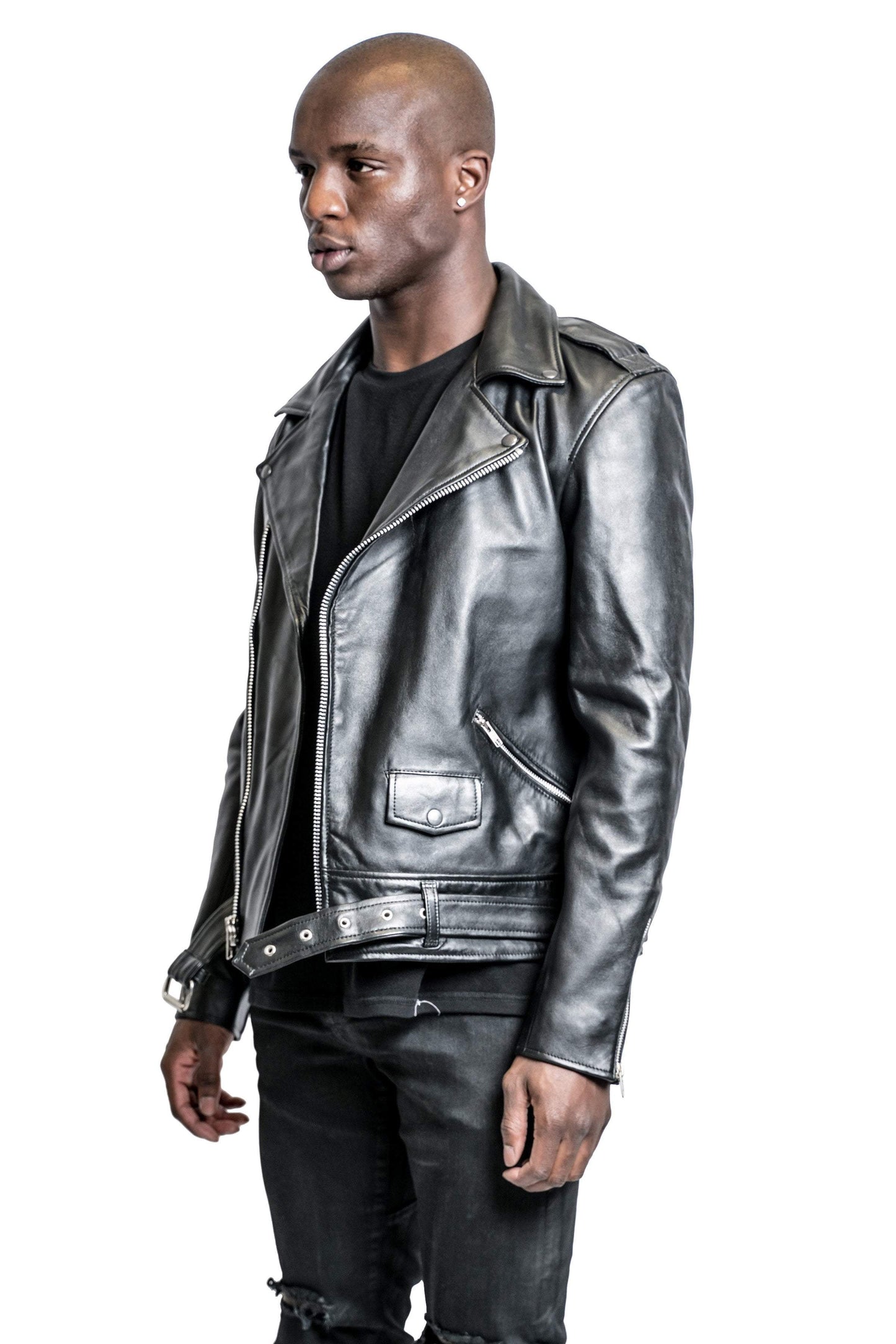 LB Classic Matte Leather Biker - Black