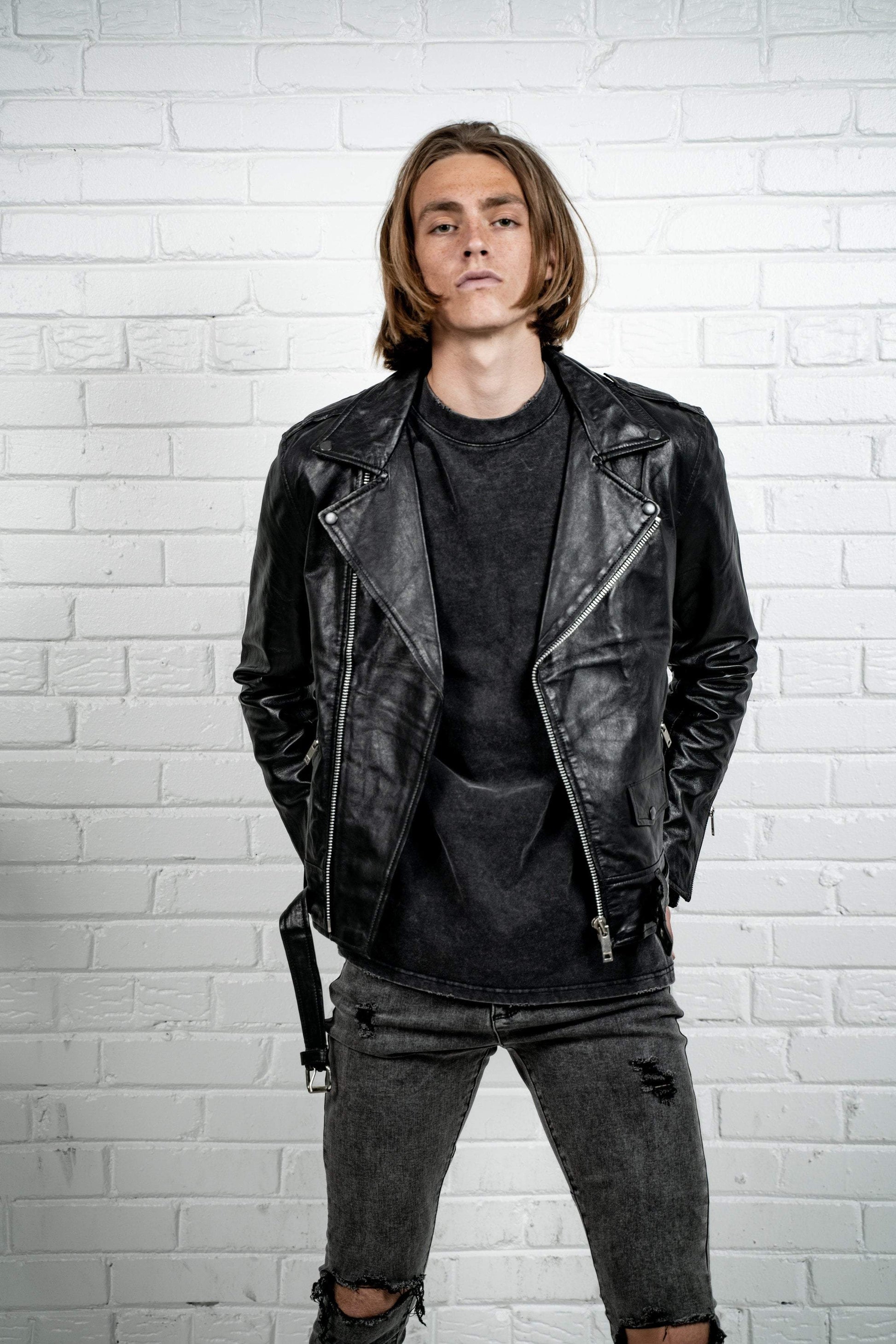 LB Classic Matte Leather Biker - Black