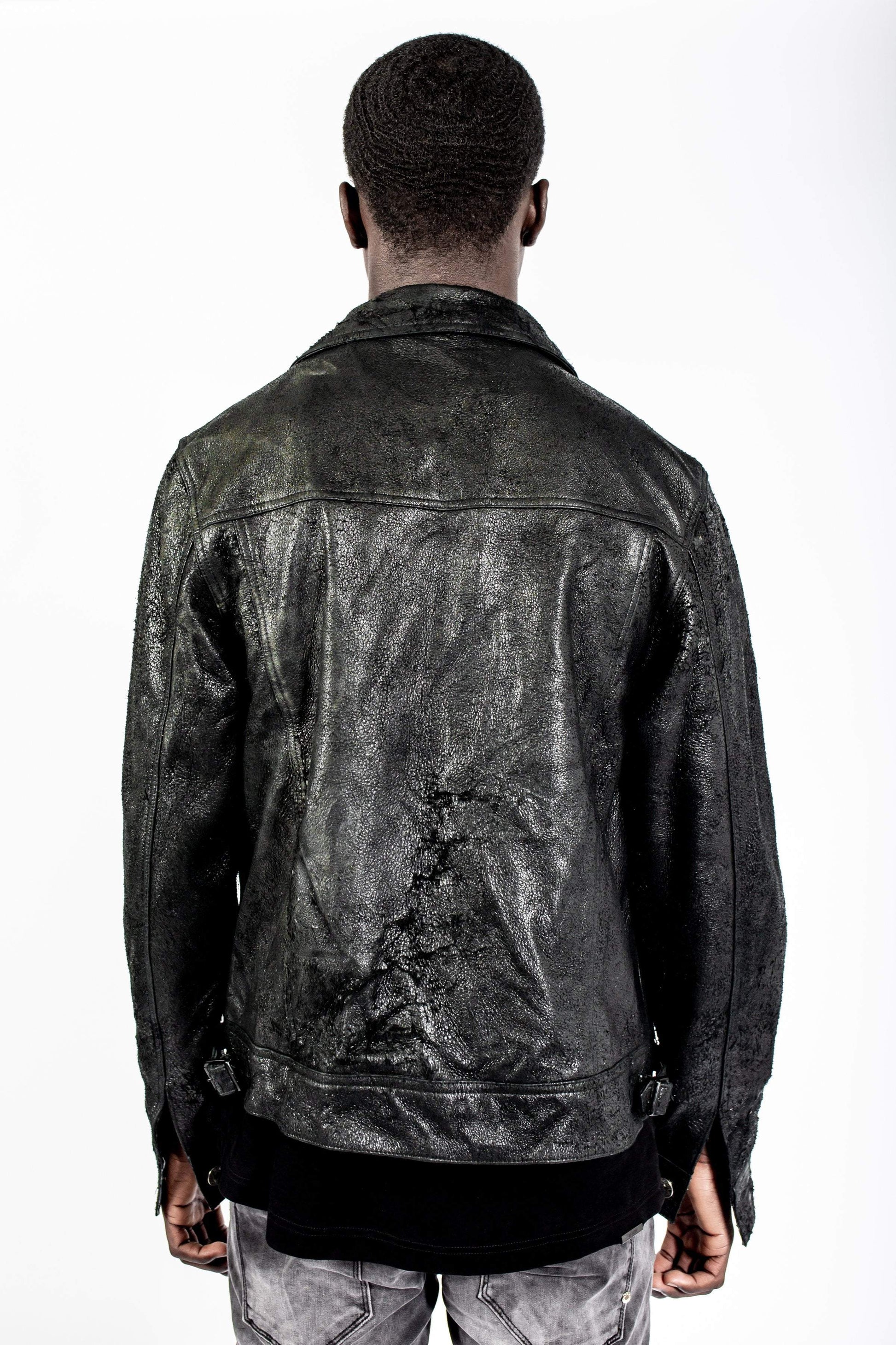 LB Distressed Trucker Jacket - Black