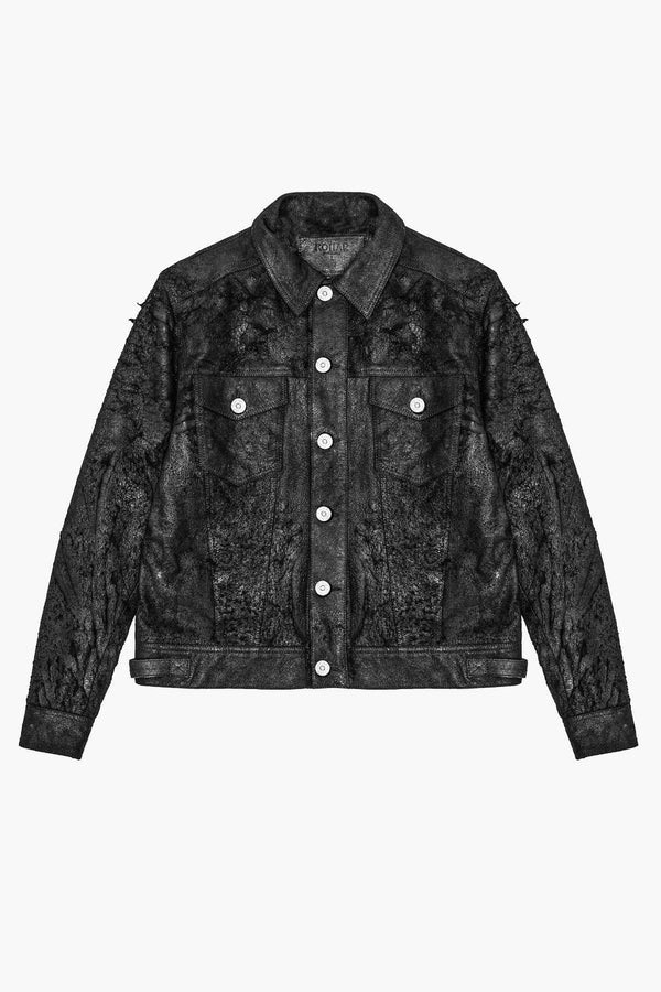 LB Distressed Trucker Jacket - Black