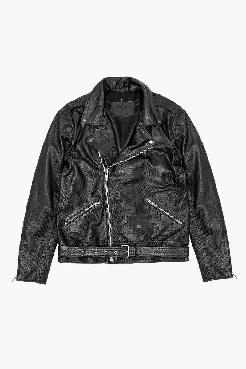 LB Pythono Leather Jacket - Black