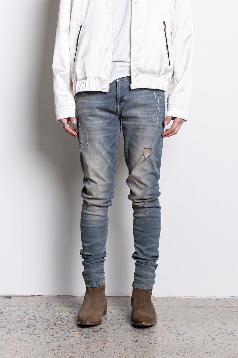 PL denim 203 Skinny - Destroyed Tinted Blue