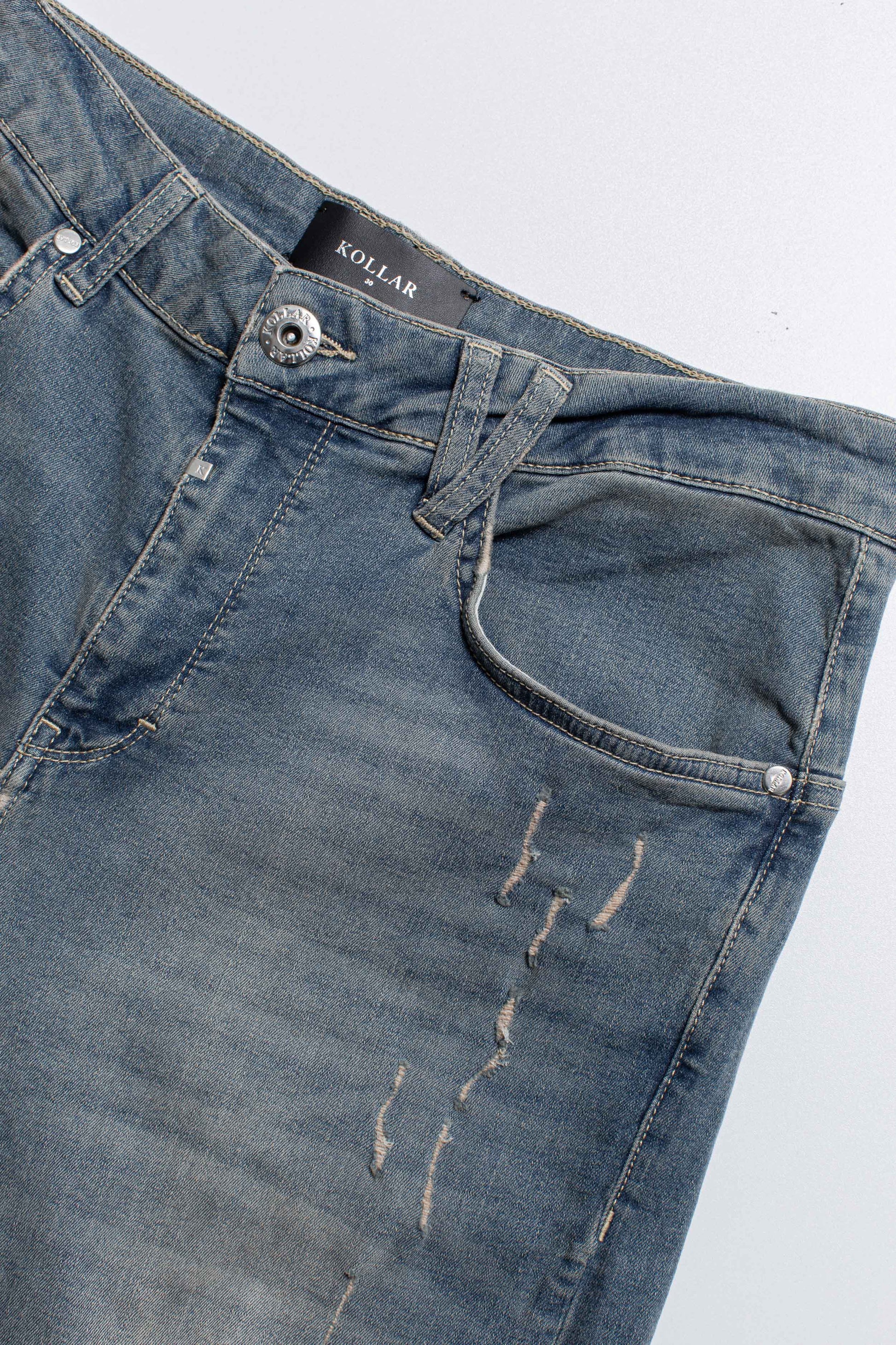 PL denim 203 Skinny - Destroyed Tinted Blue