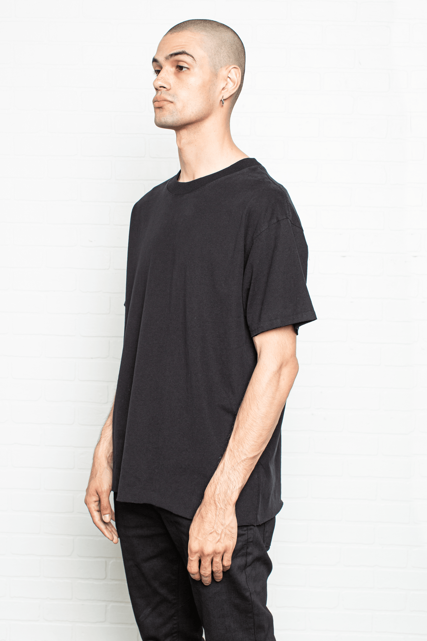 VE Cotton Tee - Black (Raw Hem)