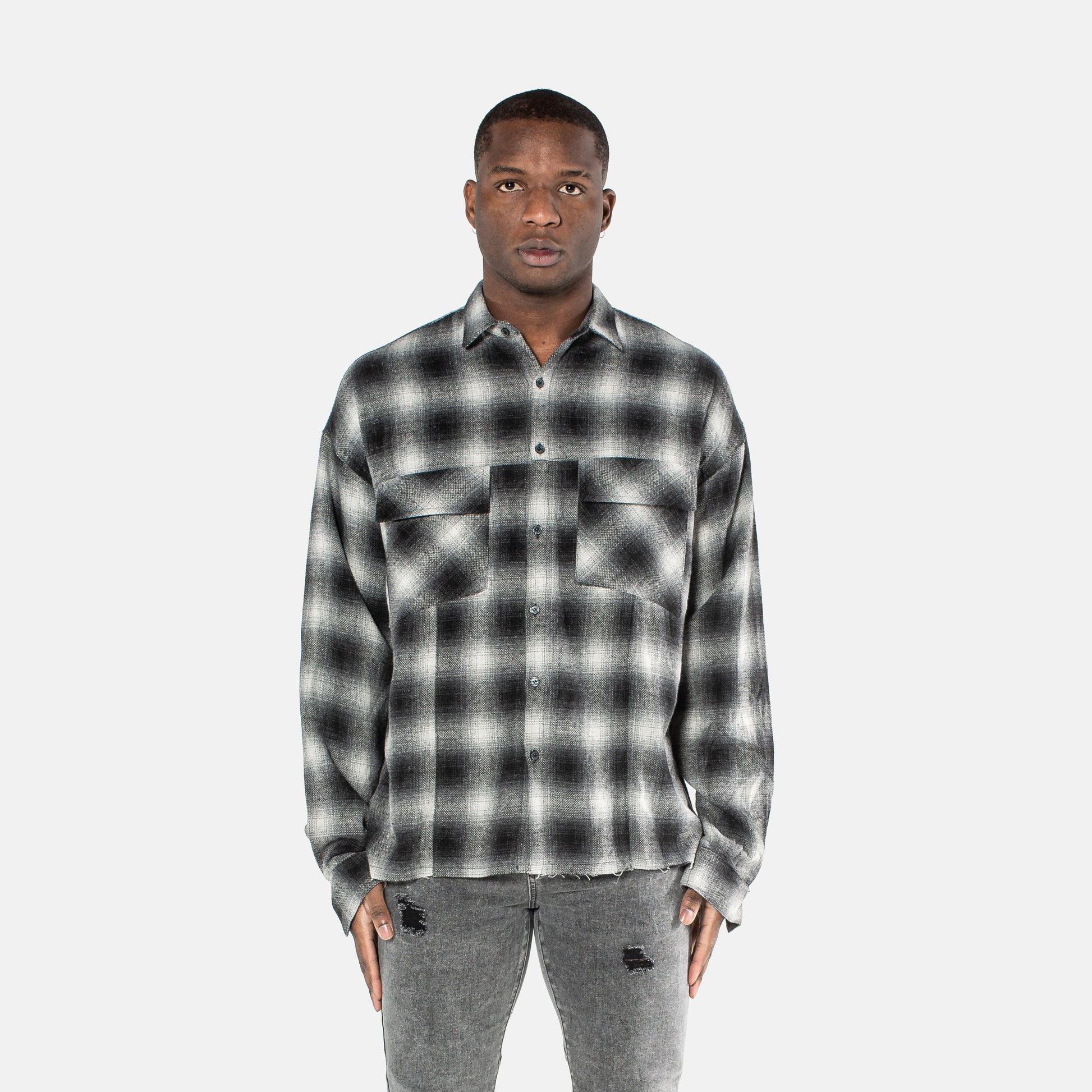 VE flannel Classic Flannel Shirt - Black/Charcoal