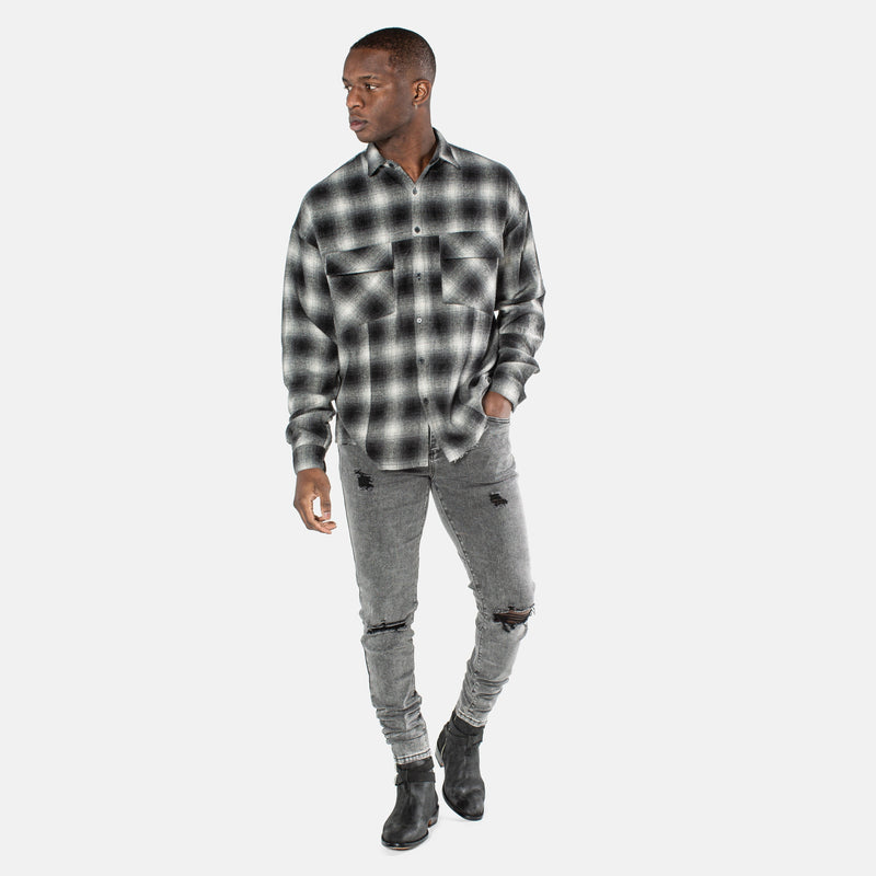VE flannel Classic Flannel Shirt - Black/Charcoal