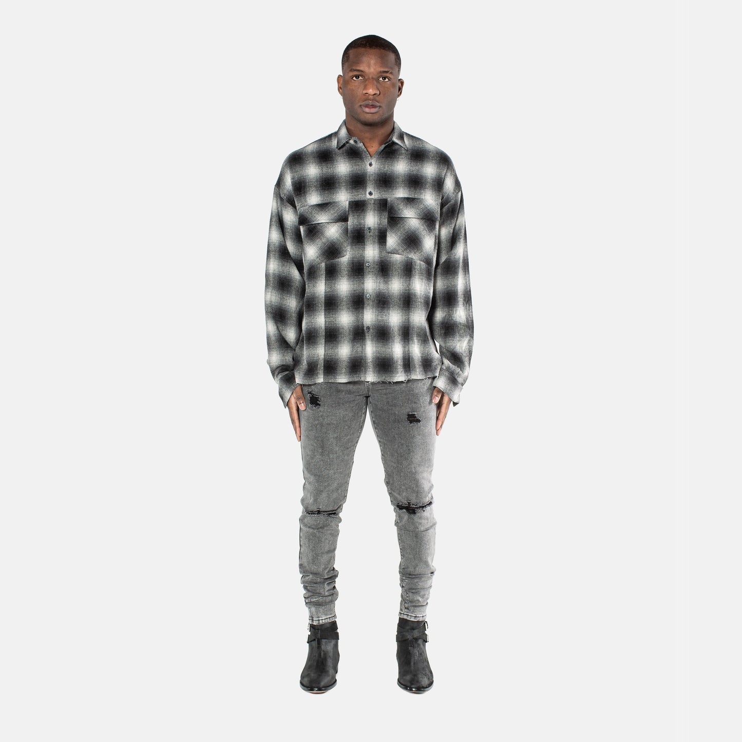 VE flannel Classic Flannel Shirt - Black/Charcoal