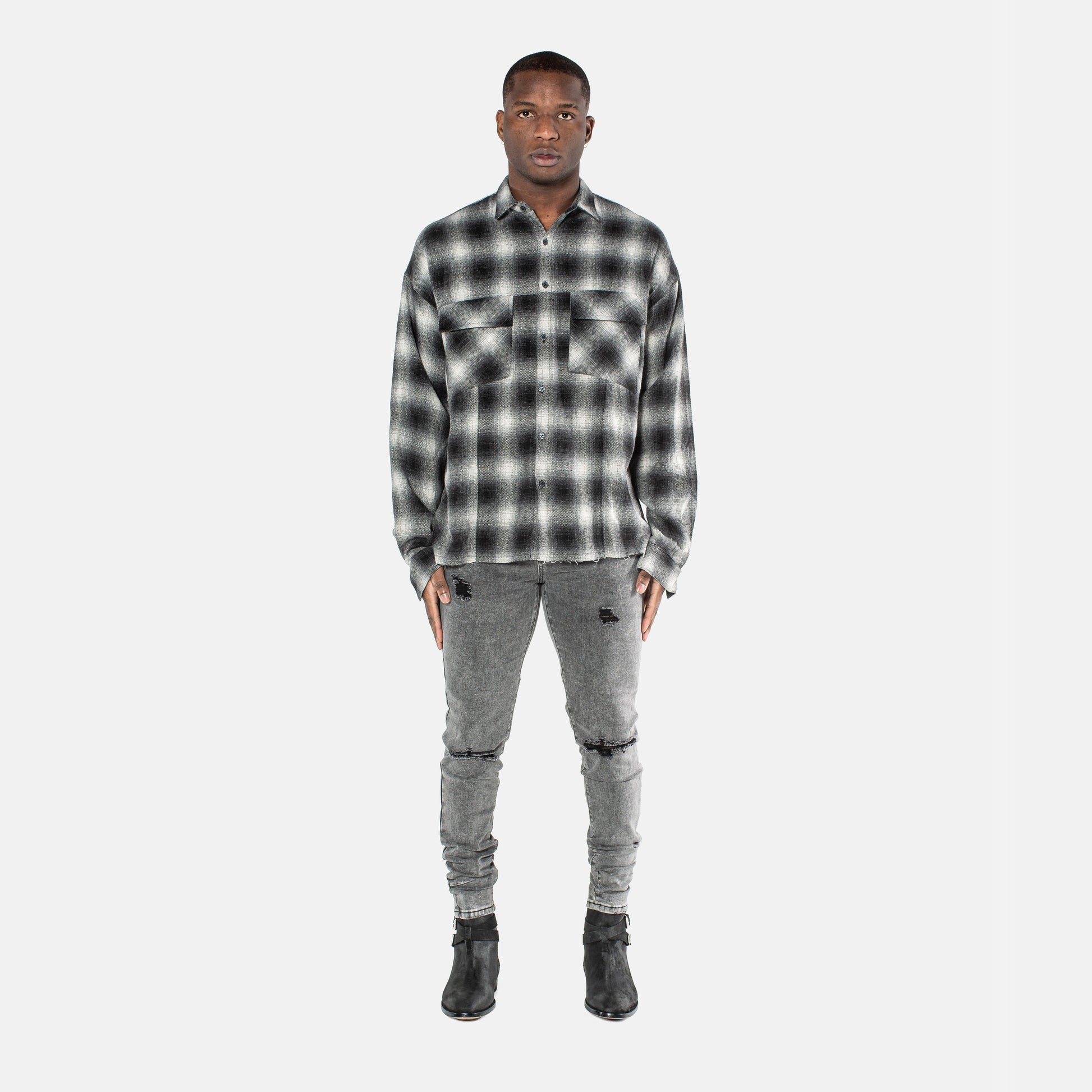 VE flannel Classic Flannel Shirt - Black/Charcoal