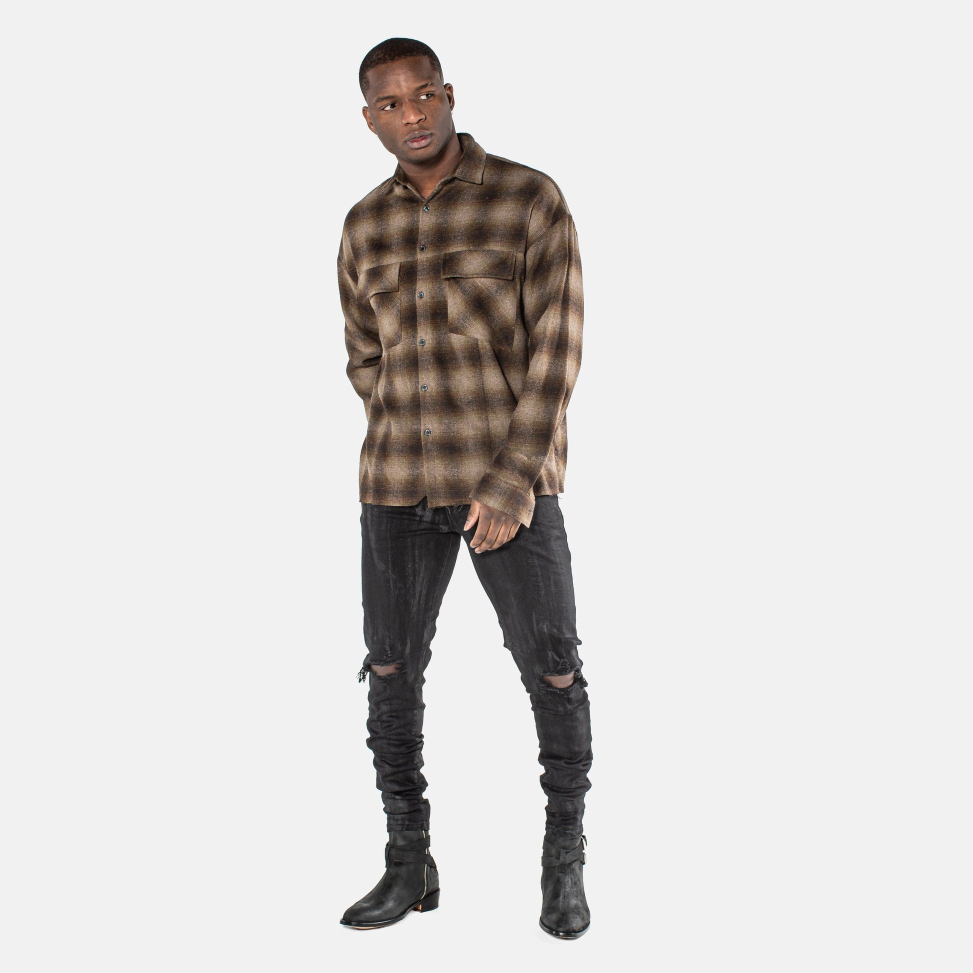 VE flannel Classic Flannel Shirt - Brown