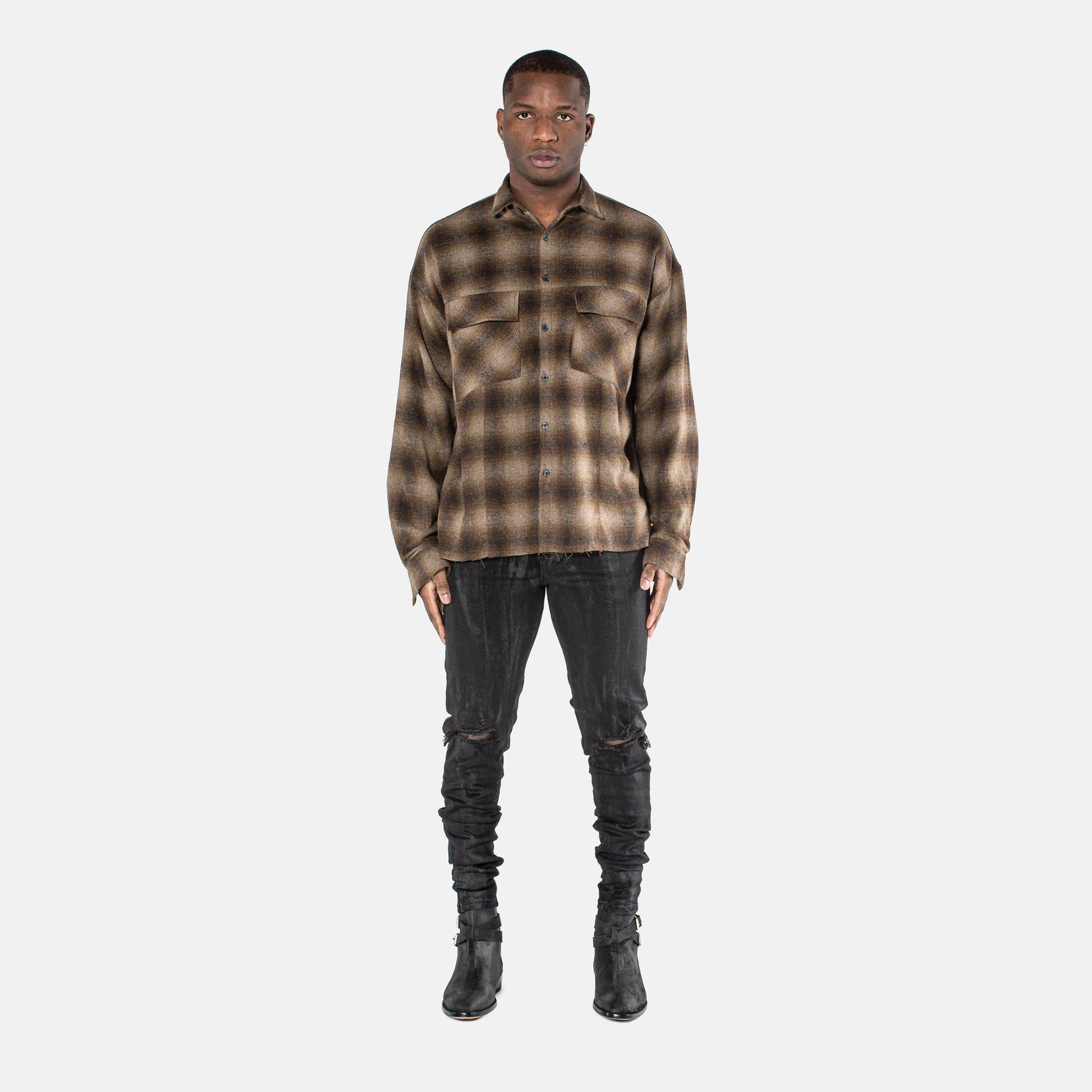 VE flannel Classic Flannel Shirt - Brown