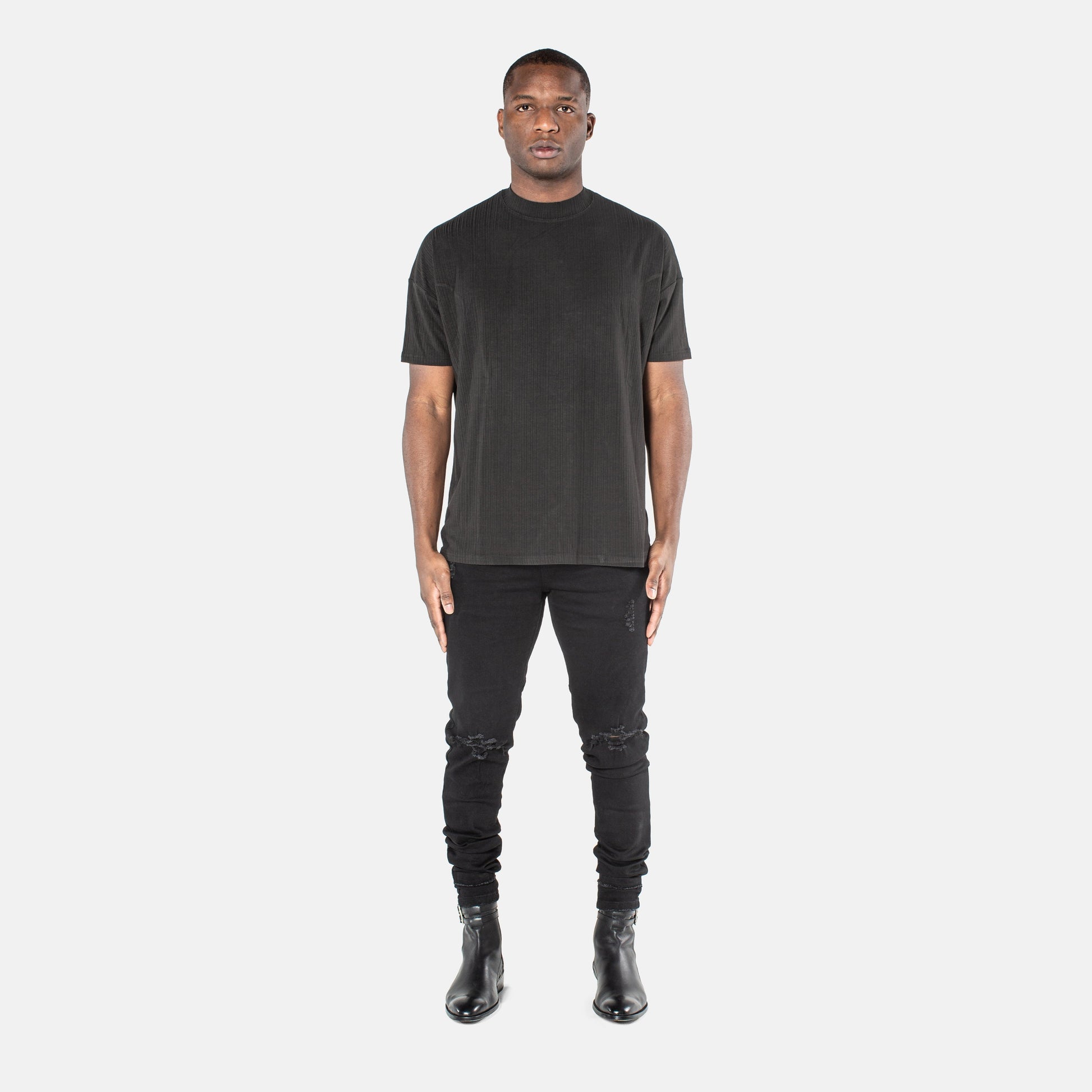 VE Ribbed Tee - Black